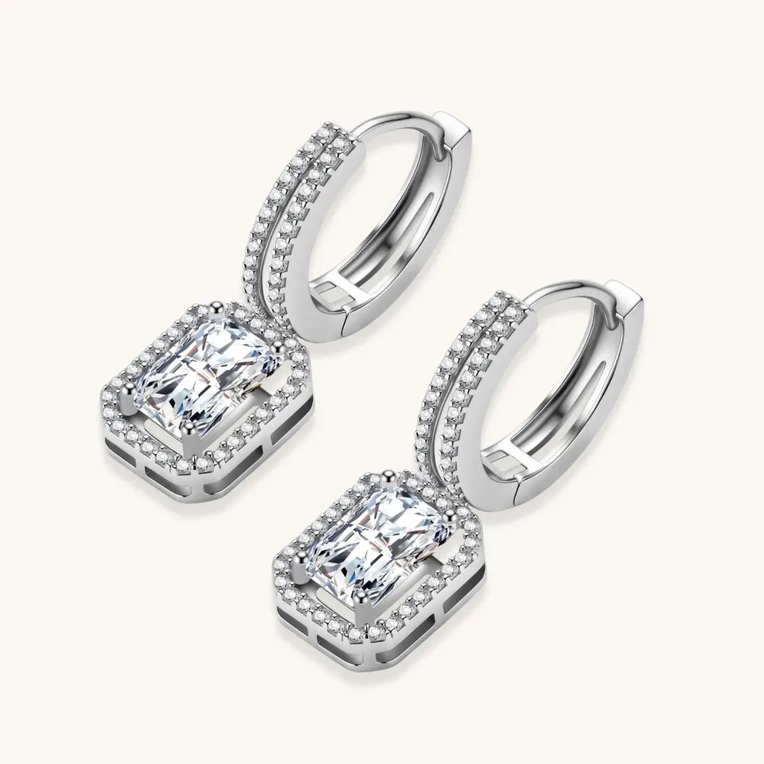 Emerald Cut Moissanite Drops, 1 Ct Gift for Her — photo 2