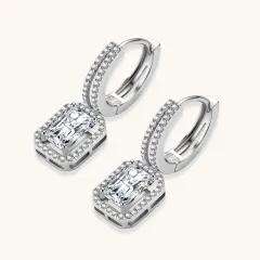 Emerald Cut Moissanite Drops, 1 Ct Gift for Her thumbnail 2