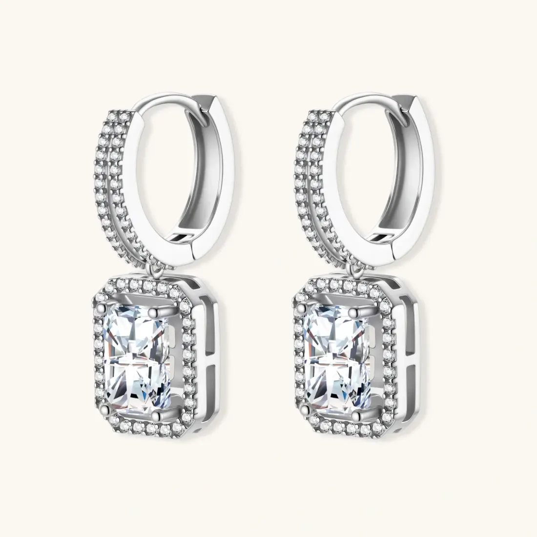Emerald Cut Moissanite Drops, 1 Ct Gift for Her — photo 3