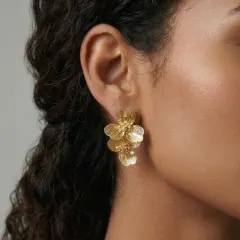 Golden Bloom Double Earrings | 14K Gold Plated Gift for Her thumbnail 6