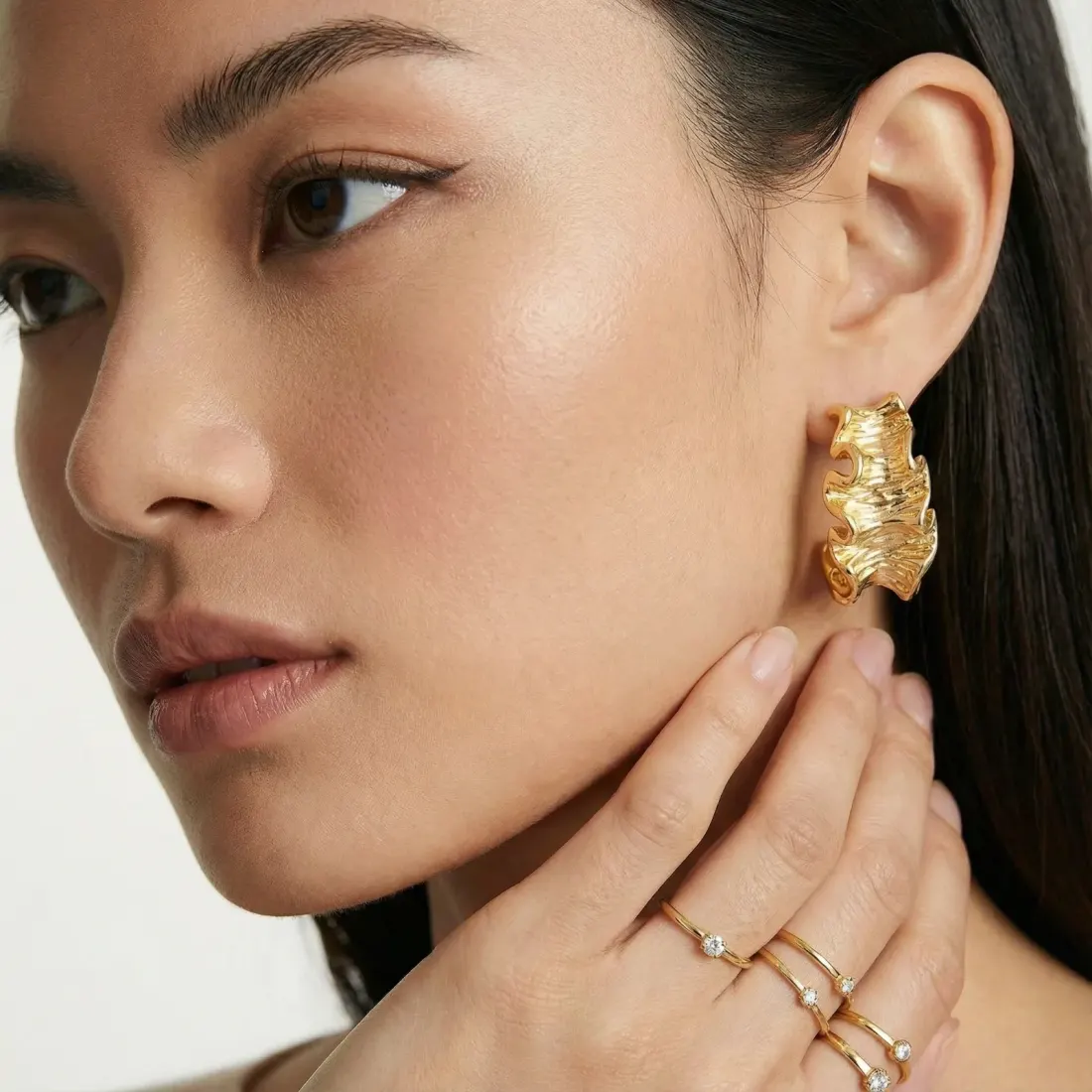 Wave Flow Hoops 18K Gold Earrings, a Unique Gift for Her — photo 6