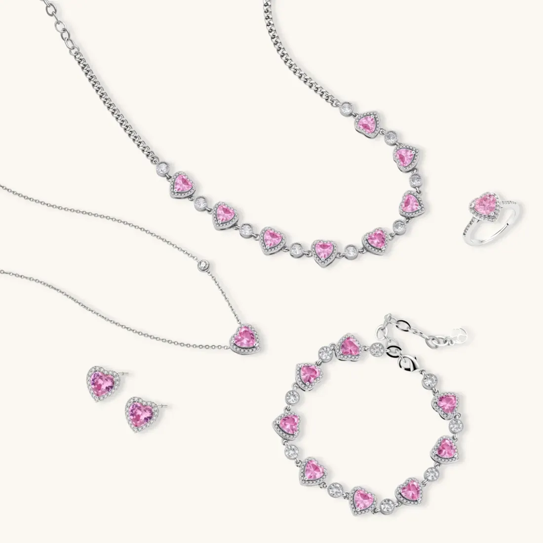 Romance Heart Set Gift for Her With Pink Zirconia — photo 2