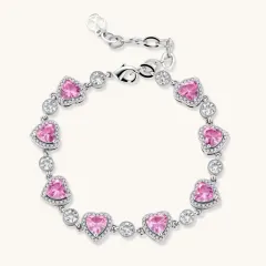 Romance Heart Set Gift for Her With Pink Zirconia thumbnail 3