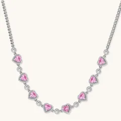 Romance Heart Set Gift for Her With Pink Zirconia thumbnail 4