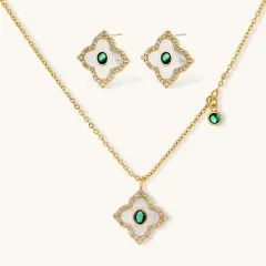 Emerald Bloom Set: Gold Plated Gift for Her thumbnail 1