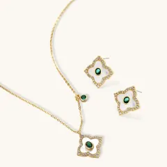 Emerald Bloom Set: Gold Plated Gift for Her thumbnail 2