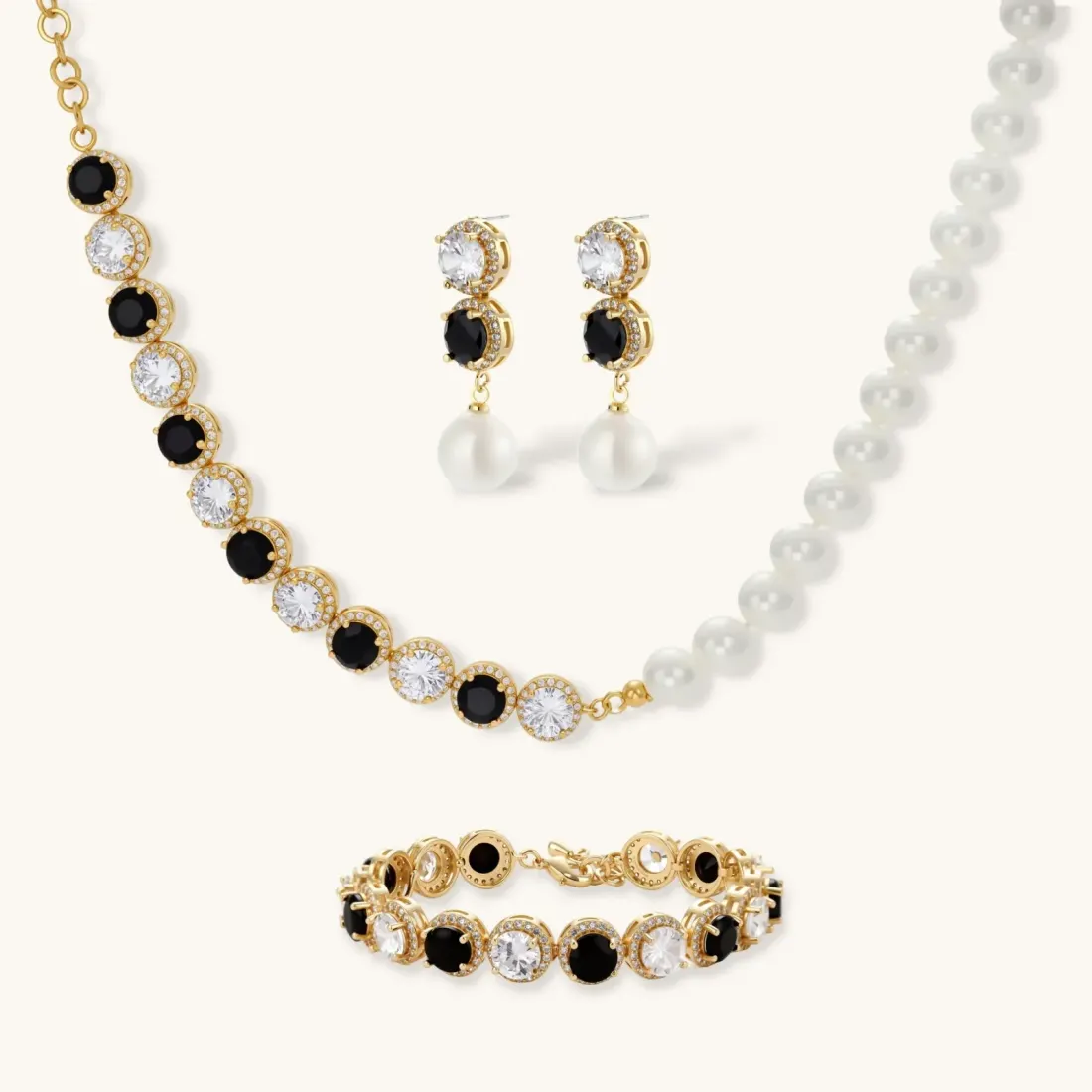 Noir Luxe Set: 14K Gold Plated Gift for Her