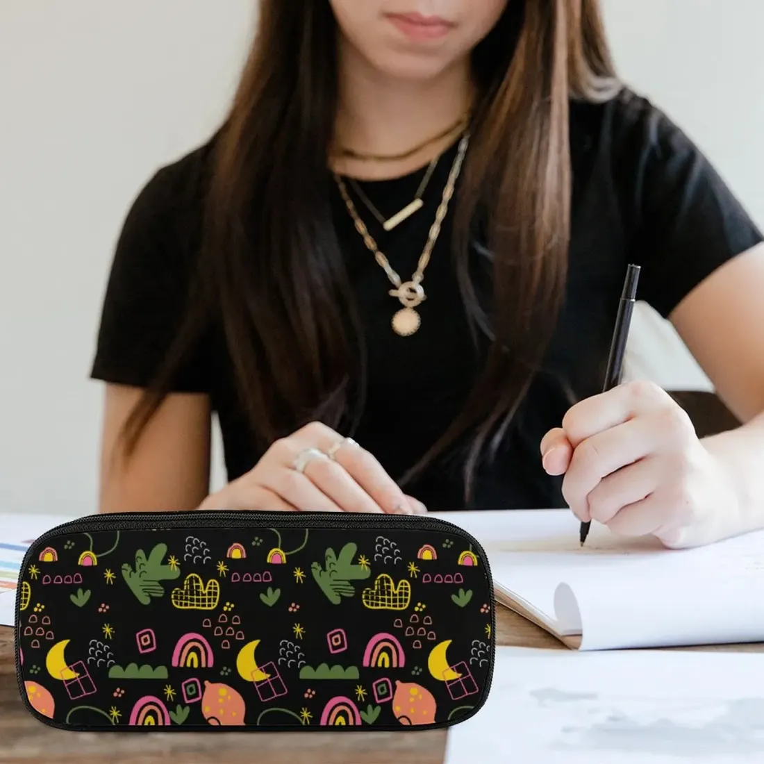 Custom Leather Pencil Case, Print Your Own Design, Zip Pen Pouch for School — photo 2