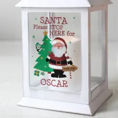 Personalised Christmas Lantern, Custom Santa Name Decoration, White Holiday Table Decor thumbnail 4