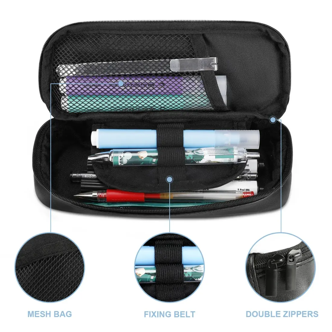 Custom Leather Pencil Case, Print Your Own Design, Zip Pen Pouch for School — photo 4