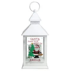 Personalised Christmas Lantern, Custom Santa Name Decoration, White Holiday Table Decor thumbnail 5