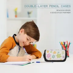Personalized Photo Pencil Case, Double Layer Zipper Pouch for School and Office thumbnail 2