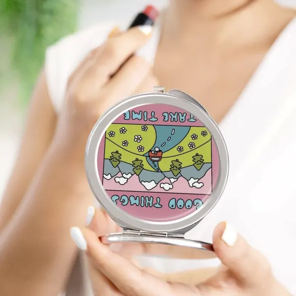 Personalized Compact Mirror with Your Photo, Folding Travel Makeup Mirror Gift