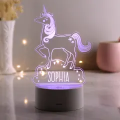 Personalised Unicorn LED Night Light, Colour Changing Engraved Lamp thumbnail 3