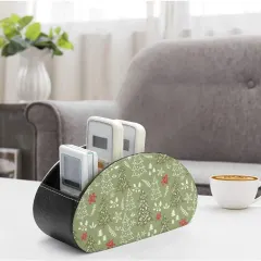 Custom Remote Control Holder, Personalized PU Leather Caddy with 5 Compartments thumbnail 1