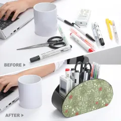 Custom Remote Control Holder, Personalized PU Leather Caddy with 5 Compartments thumbnail 5
