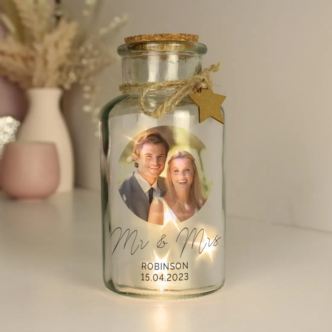 Personalised Photo Upload LED Glass Jar, Custom Text Engraved Memory Light Gift — photo 4