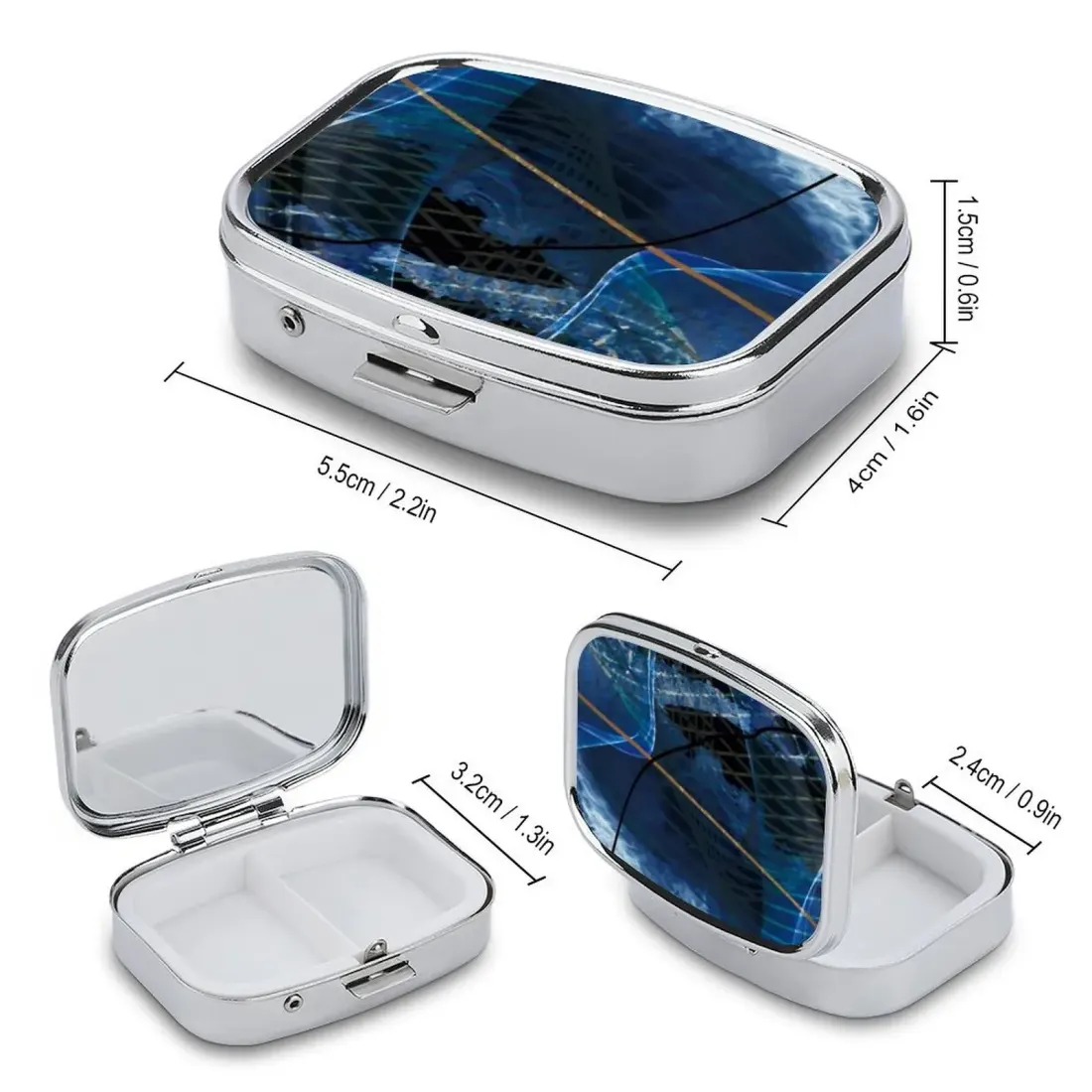 Custom Photo Pill Box, Metal Pill Case with Two Compartments, Made to Order — photo 6