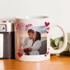 Personalised Love You Photo Upload Mug, Romantic Gift for Him and Her thumbnail 1