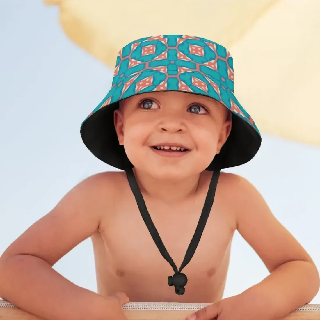 Custom Kids Bucket Hat with Chin Strap, All Over Print Summer Sun Hat — photo 2