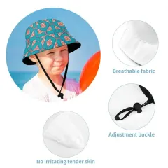 Custom Kids Bucket Hat with Chin Strap, All Over Print Summer Sun Hat thumbnail 4