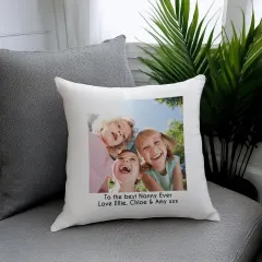Personalised Photo Upload Cushion, Custom Text Engraved Gift, Family Keepsake thumbnail 1