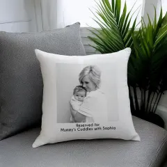 Personalised Photo Upload Cushion, Custom Text Engraved Gift, Family Keepsake thumbnail 4