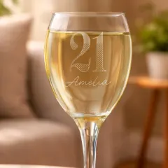 Personalised Big Age Wine Glass, Custom Name and Age Engraved Birthday Keepsake thumbnail 1