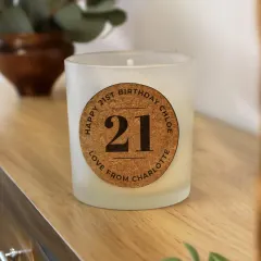 Personalised Birthday Candle Jar, Custom Cork Label Milestone Age Gift thumbnail 1