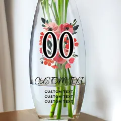 Personalised Floral Age Vase, Custom Birthday Flower Vase, Milestone Keepsake with Name and Message thumbnail 2