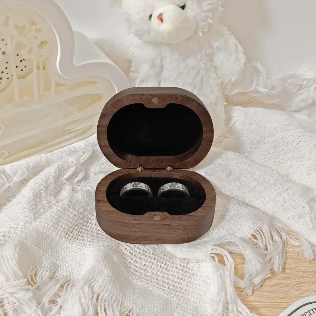 Custom Oval Wooden Ring Box — photo 2