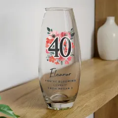 Personalised Floral Age Vase, Custom Birthday Flower Vase, Milestone Keepsake with Name and Message thumbnail 4