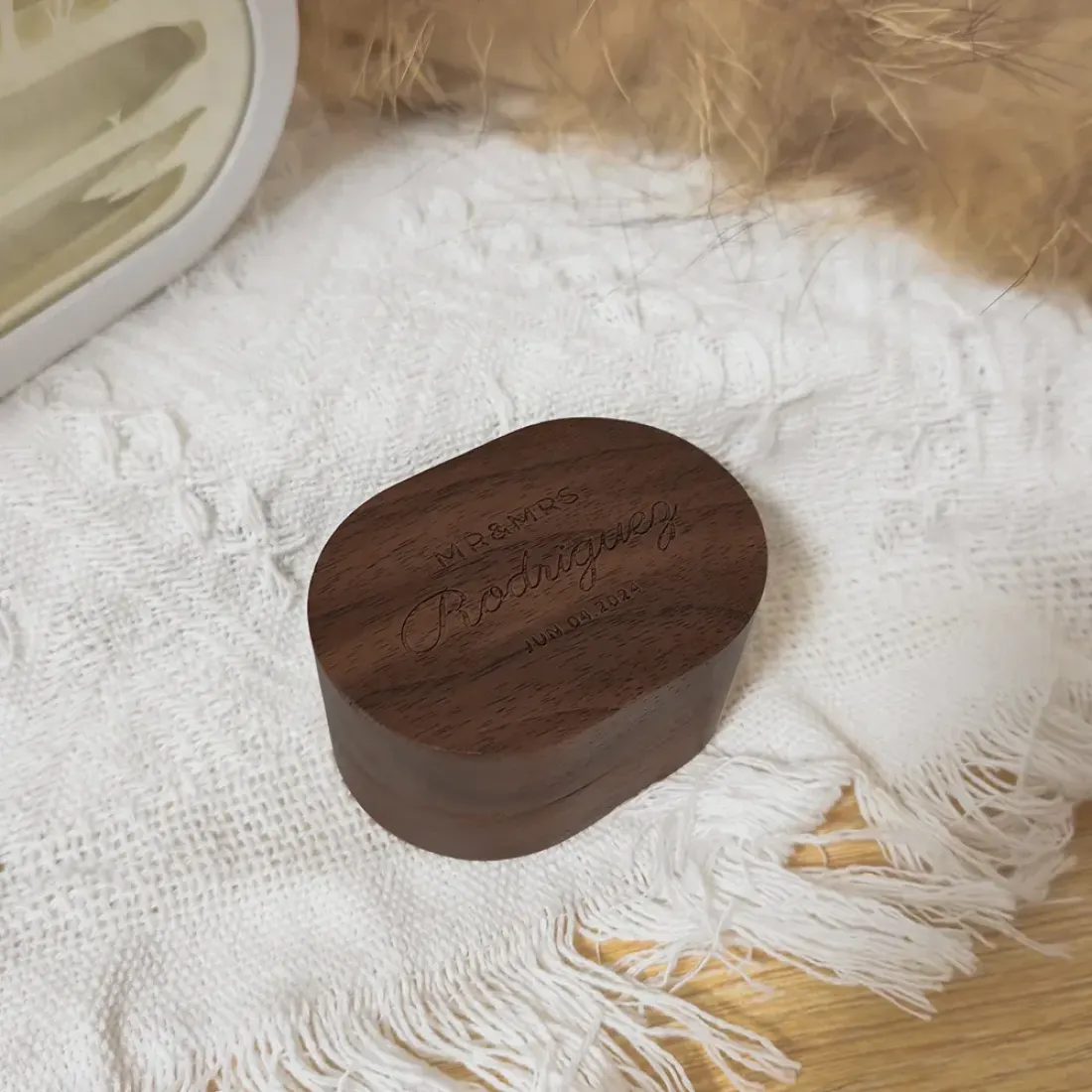 Custom Oval Wooden Ring Box — photo 4