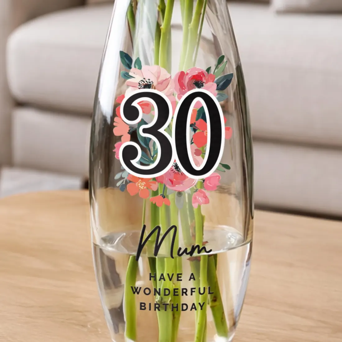 Personalised Floral Age Vase, Custom Birthday Flower Vase, Milestone Keepsake with Name and Message — photo 5