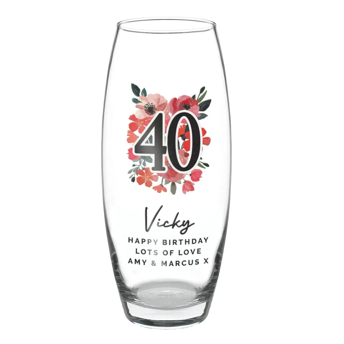 Personalised Floral Age Vase, Custom Birthday Flower Vase, Milestone Keepsake with Name and Message — photo 6