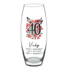 Personalised Floral Age Vase, Custom Birthday Flower Vase, Milestone Keepsake with Name and Message thumbnail 6