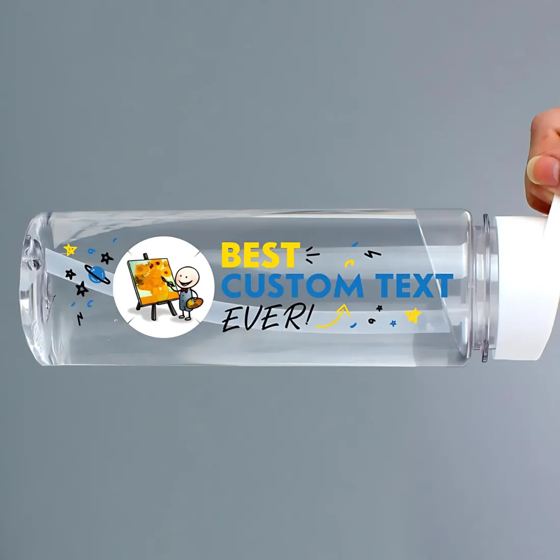 Personalised Photo Upload Water Bottle, Custom Text and Photo Upload Water Bottle Gift with Straw Lid — photo 2