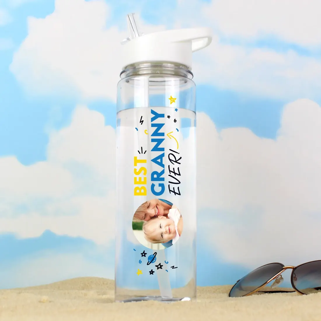 Personalised Photo Upload Water Bottle, Custom Text and Photo Upload Water Bottle Gift with Straw Lid — photo 3