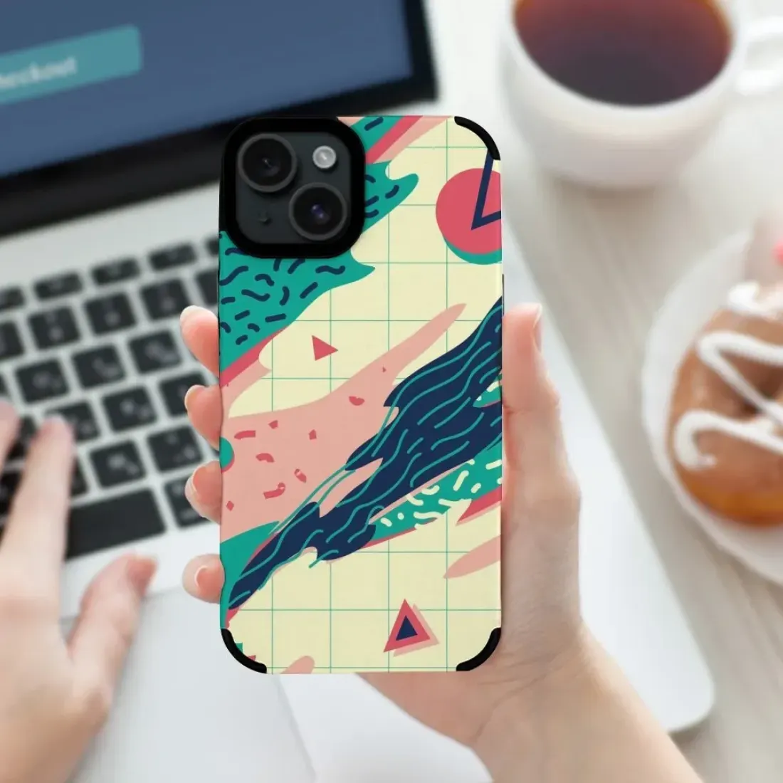 Custom iPhone 15 Plus Fiber Leather Case