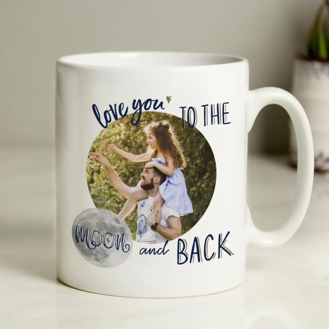 Personalised Photo Mug, To The Moon and Back Engraved Custom Gift