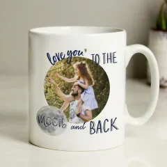 Personalised Photo Mug, To The Moon and Back Engraved Custom Gift thumbnail 1