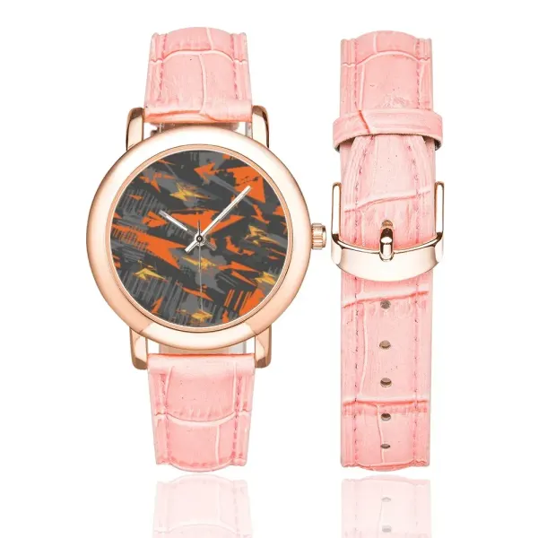 Women's Rose Gold-plated Leather Strap Watch (Model 201)
