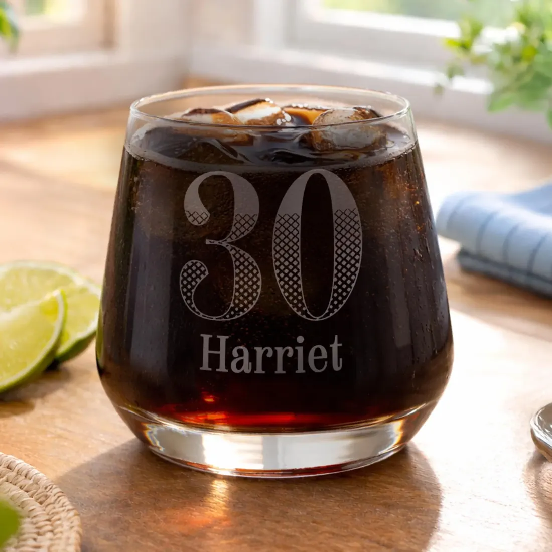 Personalised Big Age Tumbler, Engraved Birthday Whisky Glass, Custom Name Gift — photo 2