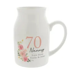 Personalised Floral Birthday Jug Vase, Custom Text Engraved Milestone Birthday Gift thumbnail 5