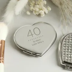 Personalised Birthday Heart Compact Mirror, Big Age Diamante Finish Custom Engraved Gift thumbnail 4