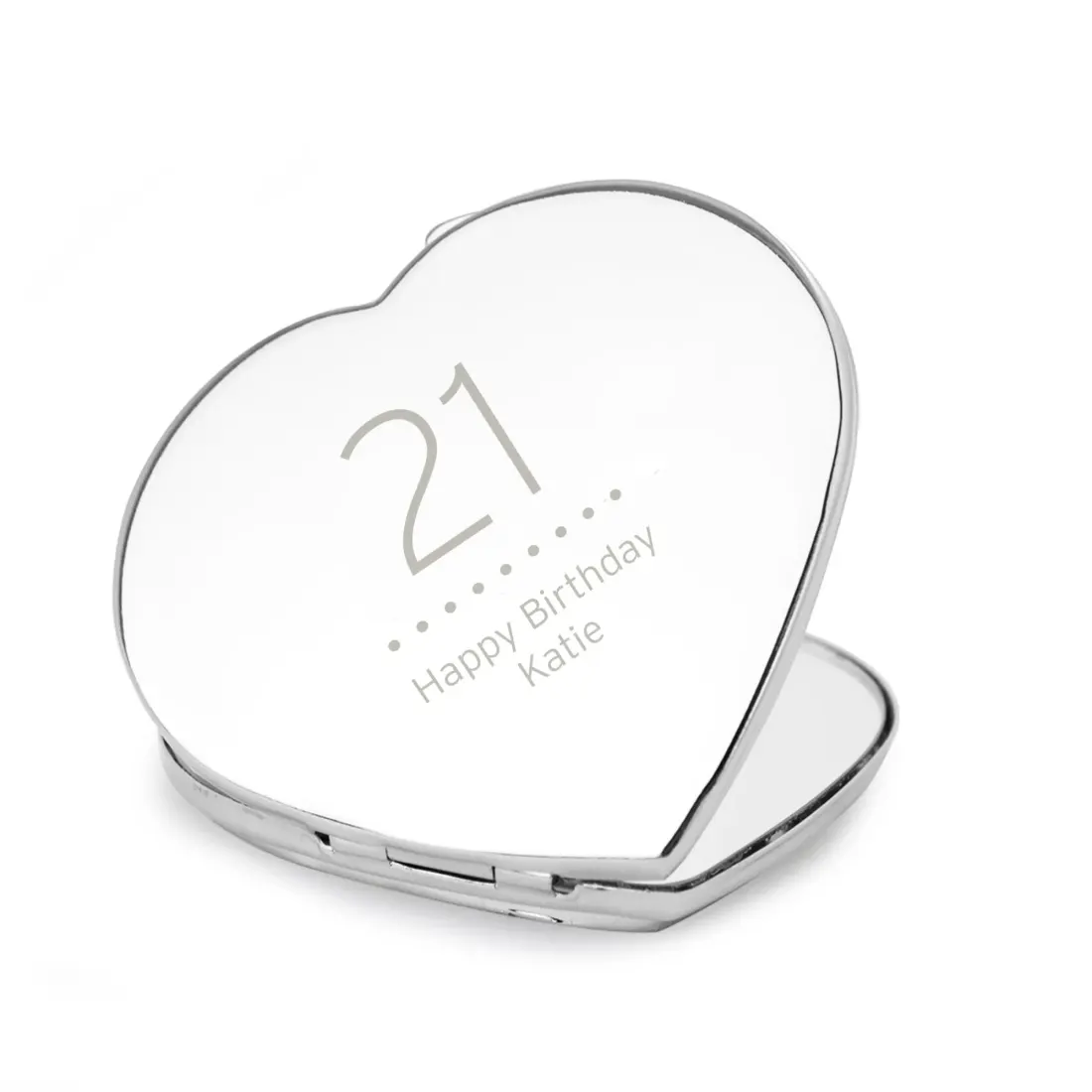 Personalised Birthday Heart Compact Mirror, Big Age Diamante Finish Custom Engraved Gift — photo 6