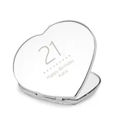 Personalised Birthday Heart Compact Mirror, Big Age Diamante Finish Custom Engraved Gift thumbnail 6