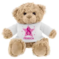 Personalized Pink Star Age Teddy Bear, Custom Name and Year Engraved Keepsake Gift thumbnail 6
