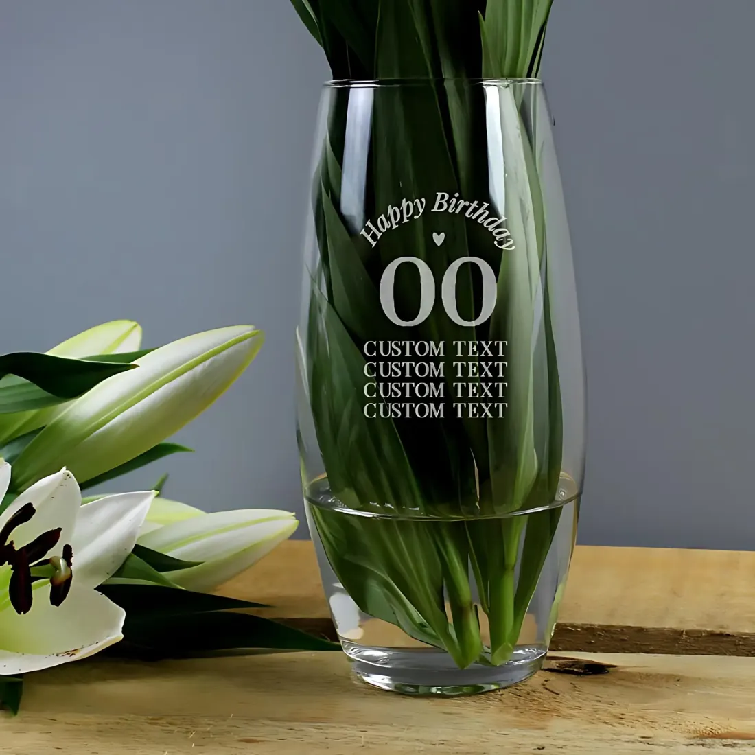 Personalised Engraved Glass Vase, Milestone Birthday Flower Holder, Custom Name and Age Engraved Gift — photo 2