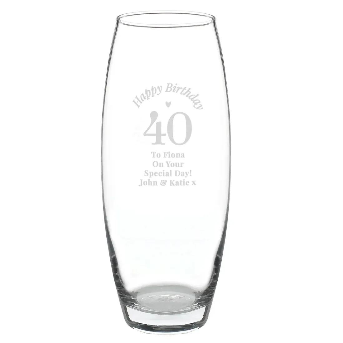 Personalised Engraved Glass Vase, Milestone Birthday Flower Holder, Custom Name and Age Engraved Gift — photo 3